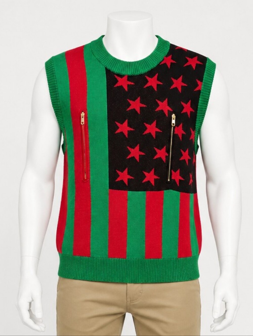 LANDLORD NY | American Flag Sweater Vest Sleeveless Knit Large Made in Japan